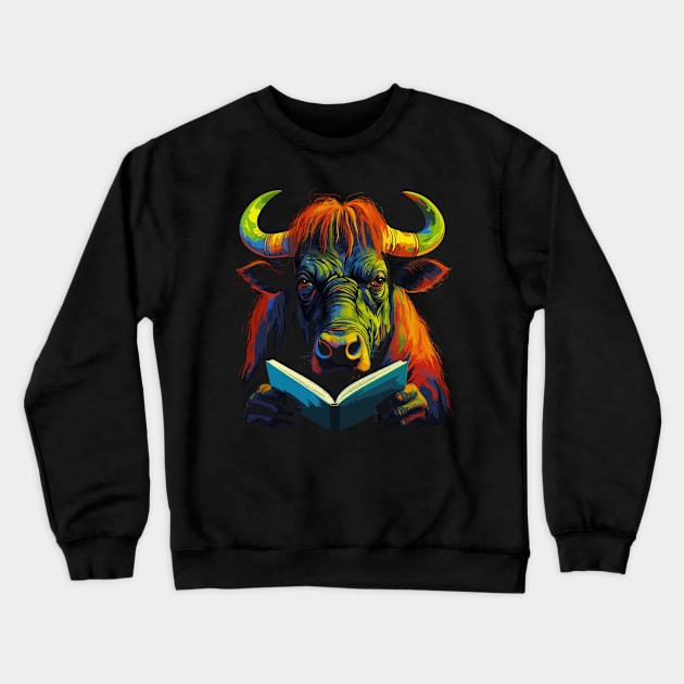 Wildebeest Reads Book Crewneck Sweatshirt by JH Mart